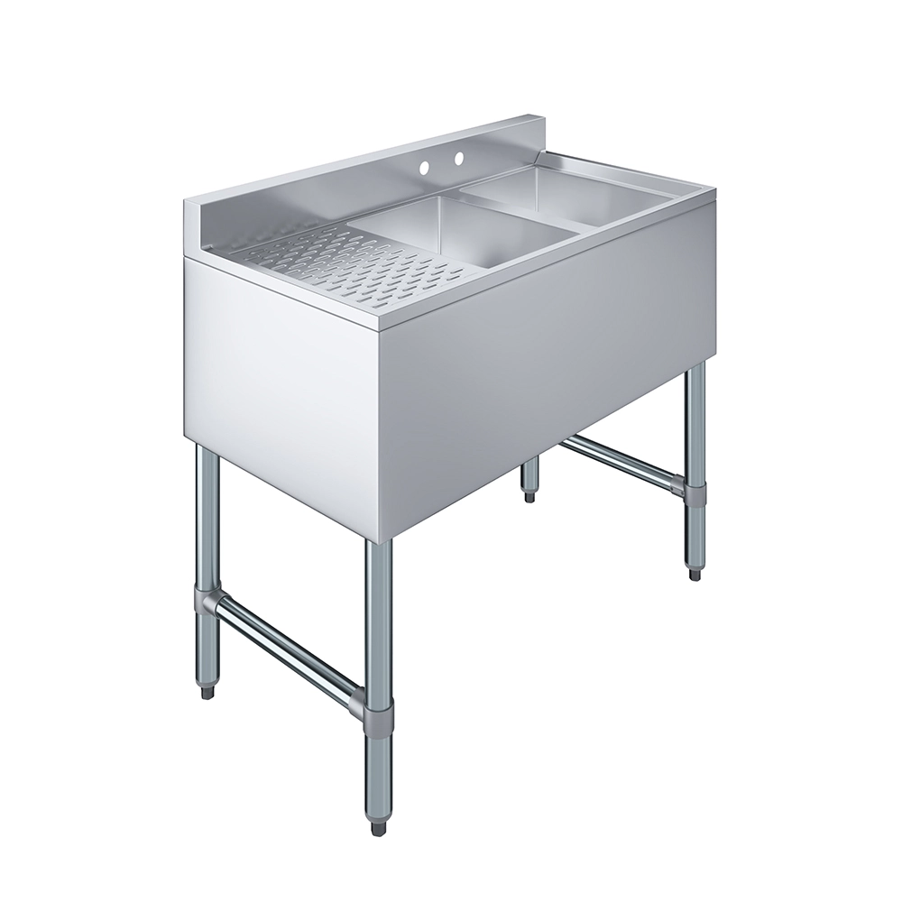 36 in. x 19 in. Two Compartment Underbar Sink with Left Drainboard
