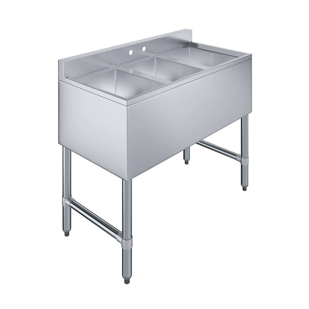 38 in. x 19 in. Three Compartment Underbar Sink