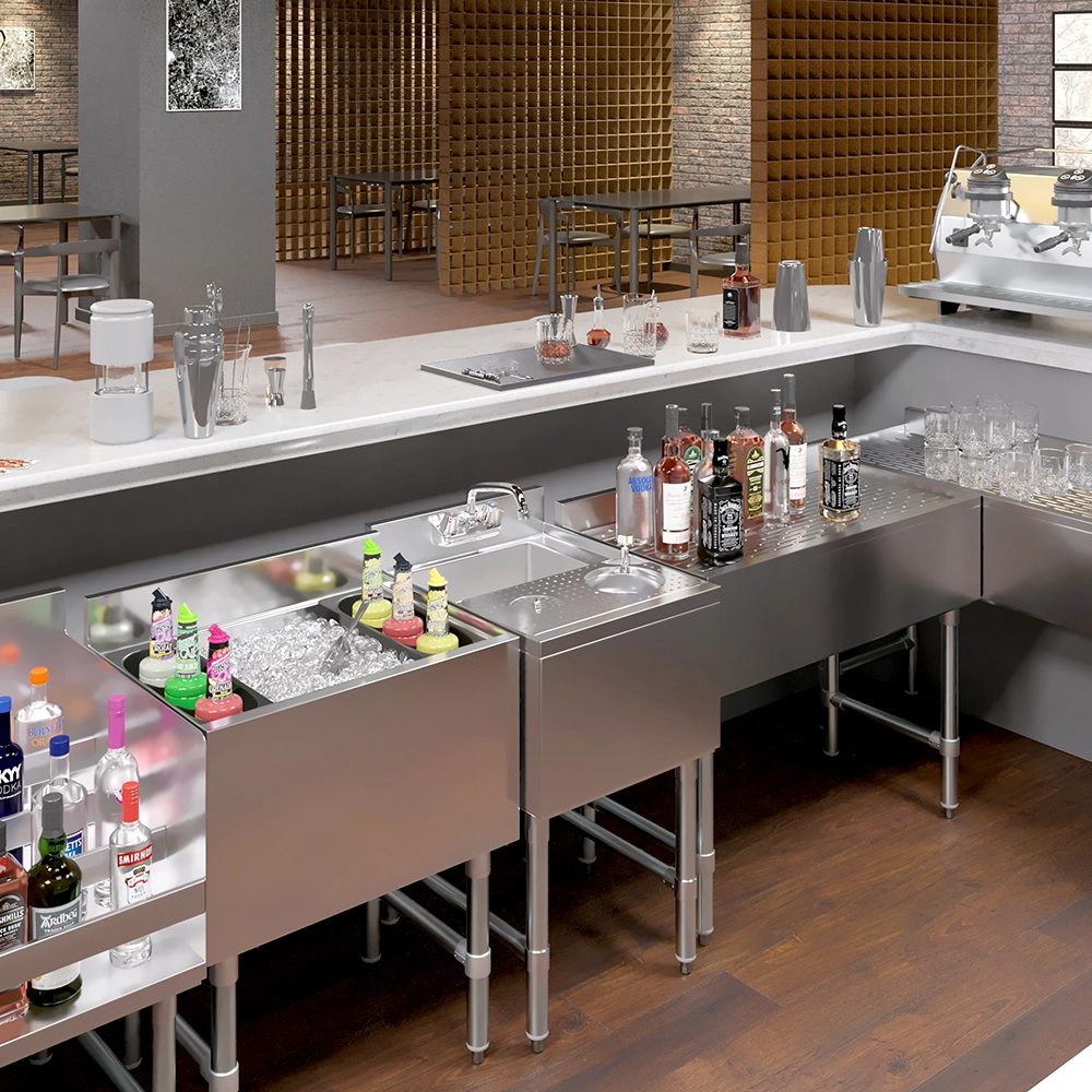 Open Box - 22 in. x 18 in. Mixology Station - Underbar Hand Sink with Glass Rinser and Dipper Well - Image 8