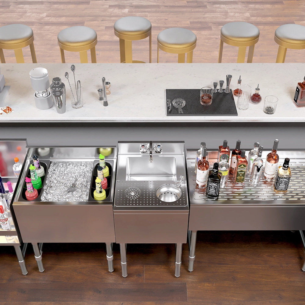 Open Box - 22 in. x 18 in. Mixology Station - Underbar Hand Sink with Glass Rinser and Dipper Well - Image 7