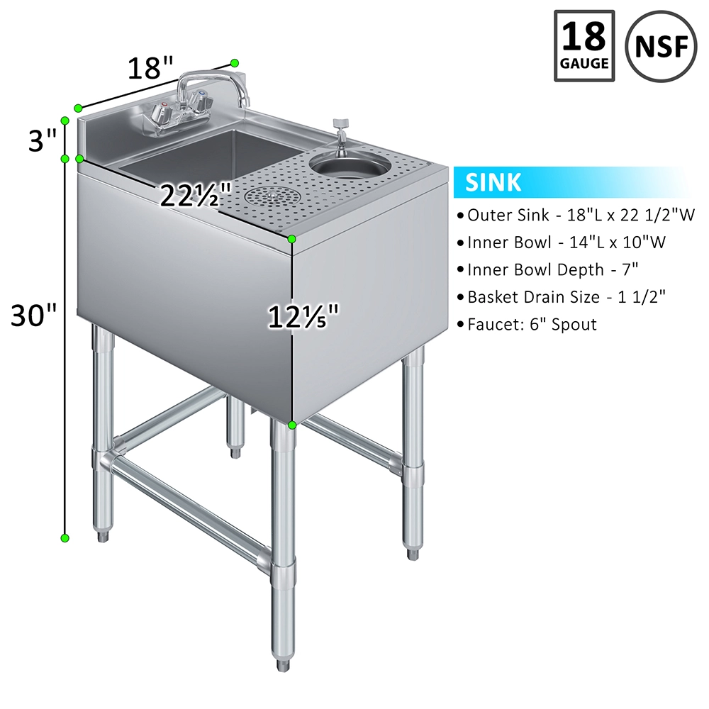 Open Box - 22 in. x 18 in. Mixology Station - Underbar Hand Sink with Glass Rinser and Dipper Well - Image 3