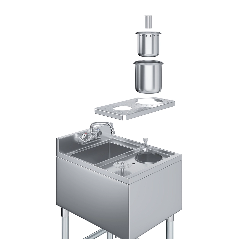 Open Box - 22 in. x 18 in. Mixology Station - Underbar Hand Sink with Glass Rinser and Dipper Well - Image 5