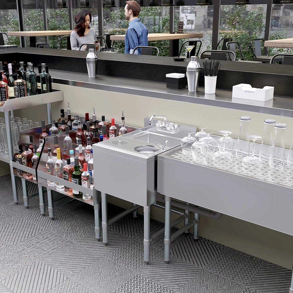 Open Box - 22 in. x 18 in. Mixology Station - Underbar Hand Sink with Glass Rinser and Dipper Well - Image 11