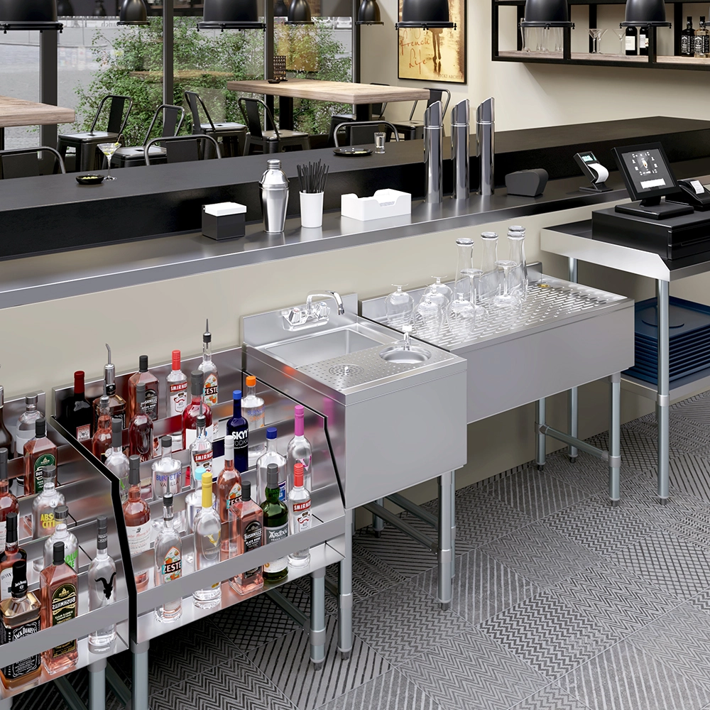 Open Box - 22 in. x 18 in. Mixology Station - Underbar Hand Sink with Glass Rinser and Dipper Well - Image 10