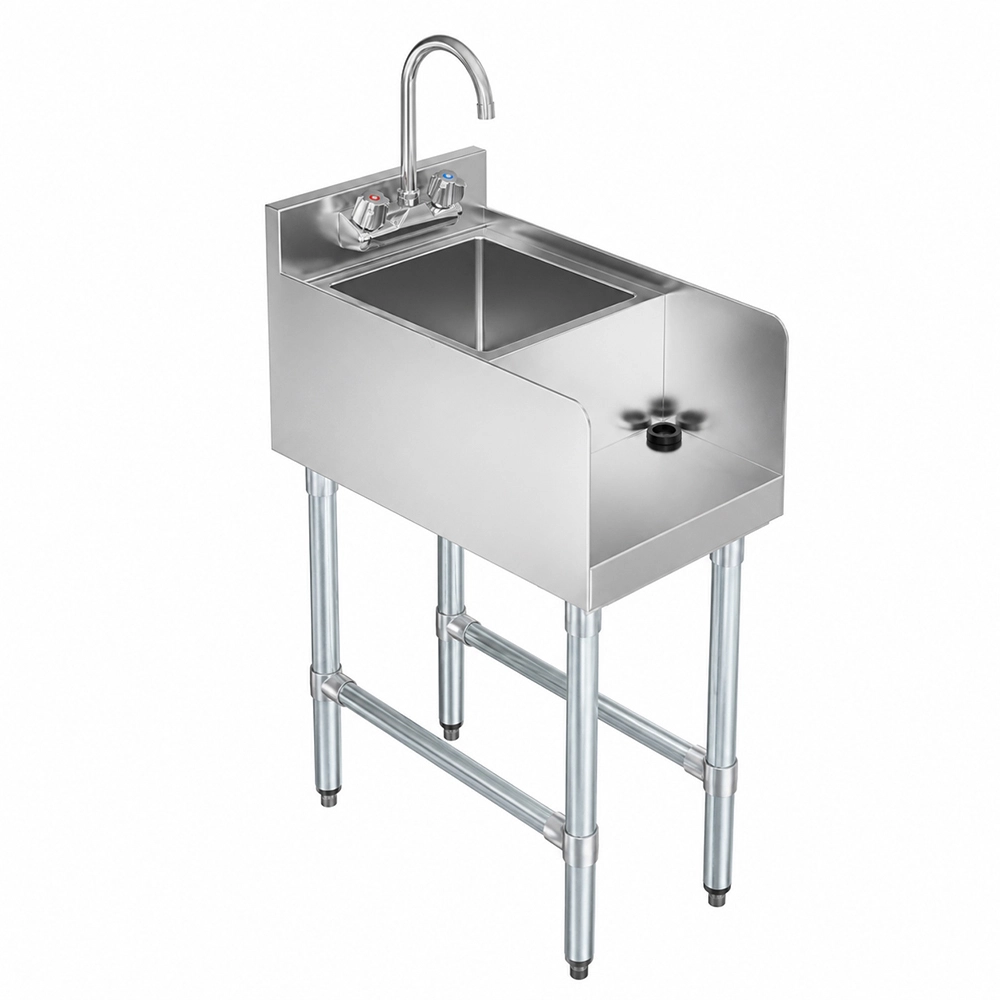 Stainless Steel Underbar Blender Station With Sink - 22-1/2 in. x 12 in. x 30 in.