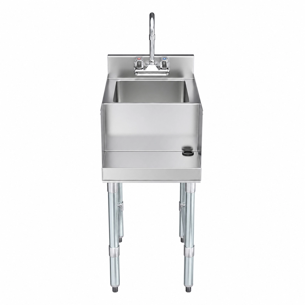 Stainless Steel Underbar Blender Station With Sink - 22-1/2 in. x 12 in. x 30 in. - Image 2
