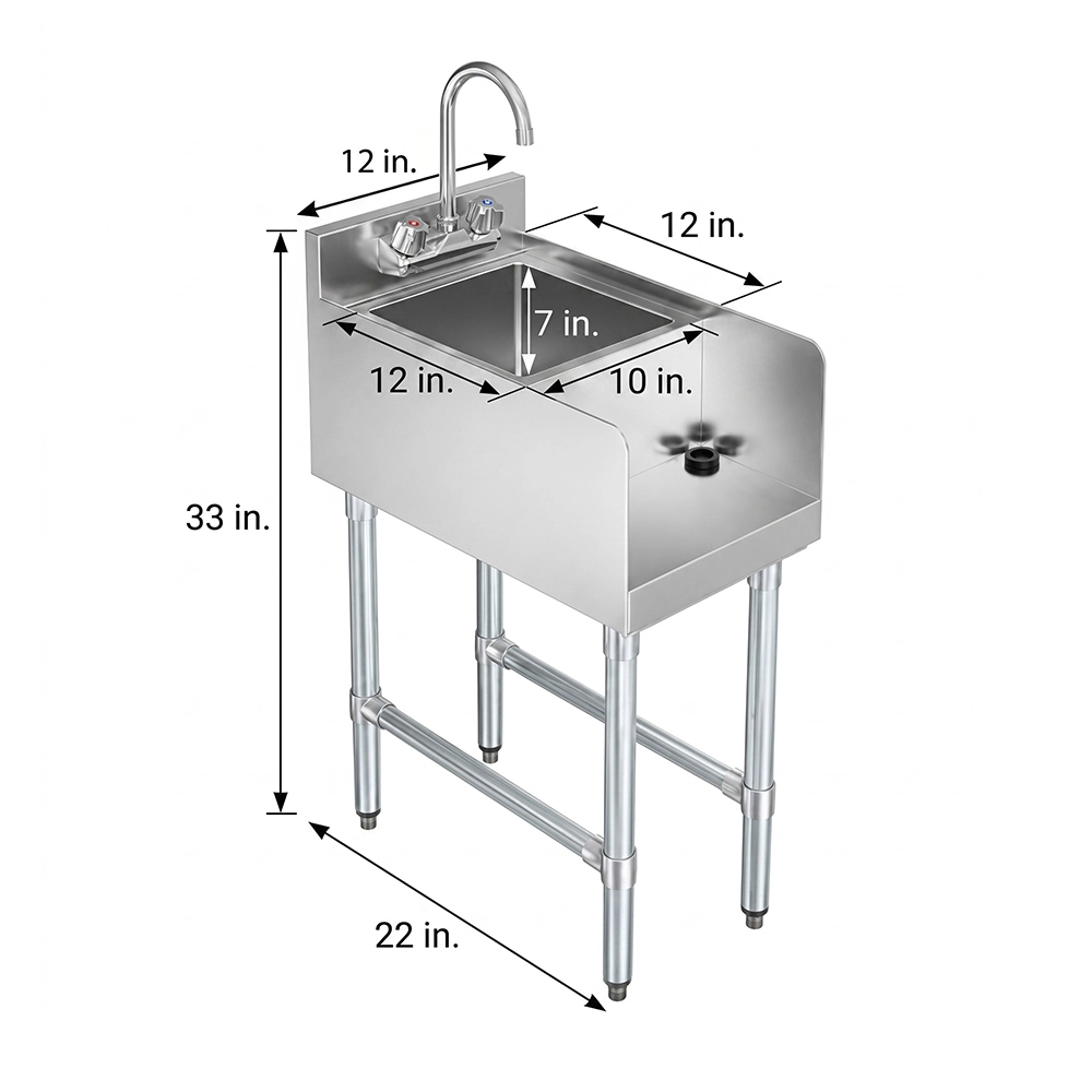 Stainless Steel Underbar Blender Station With Sink - 22-1/2 in. x 12 in. x 30 in. - Image 3