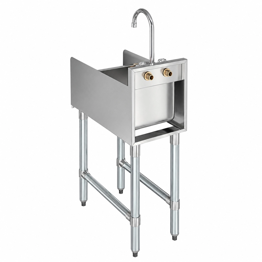 Stainless Steel Underbar Blender Station With Sink - 22-1/2 in. x 12 in. x 30 in. - Image 4