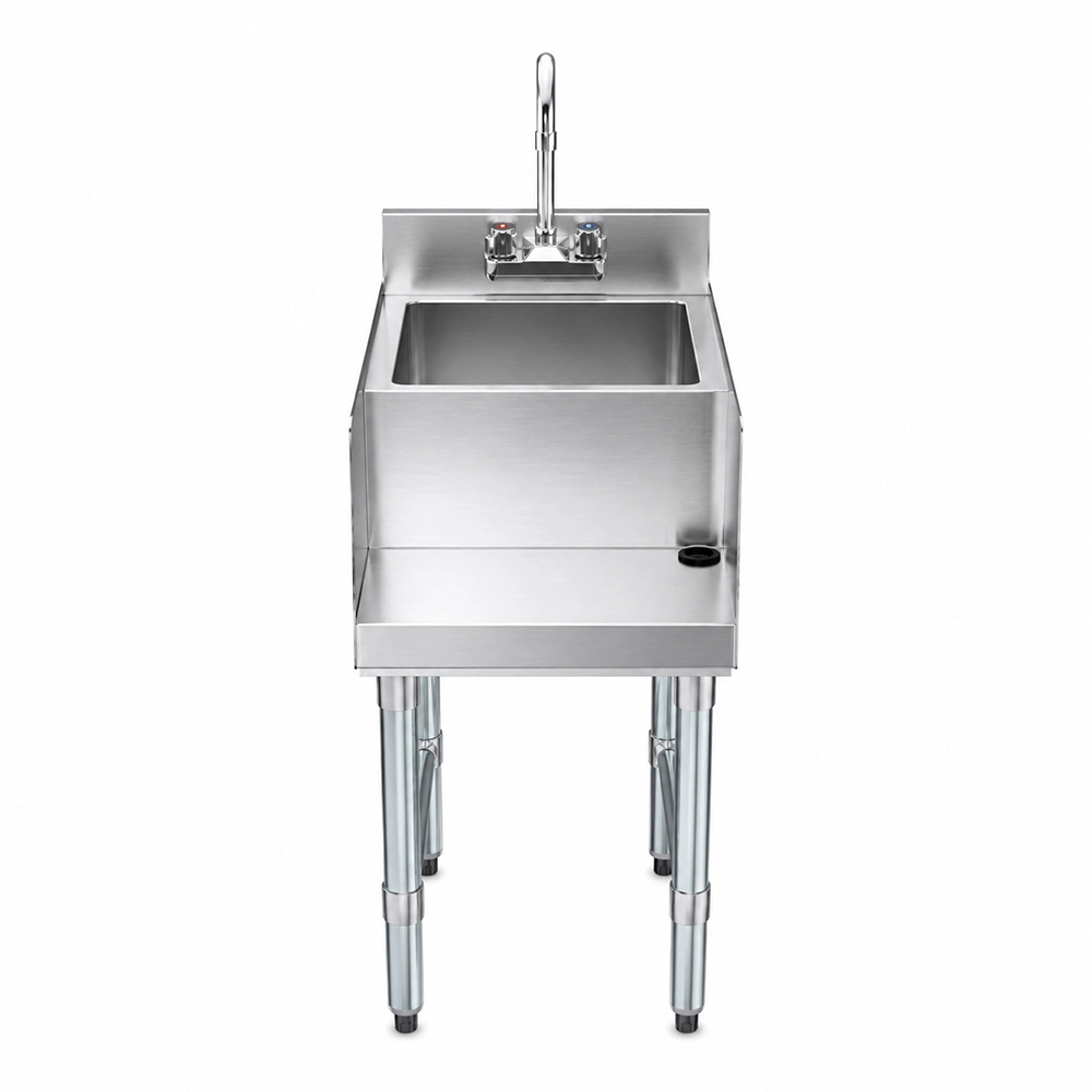 Stainless Steel Underbar Blender Station With Sink - 22-1/2 in. x 14 in. x 30 in. - Image 2