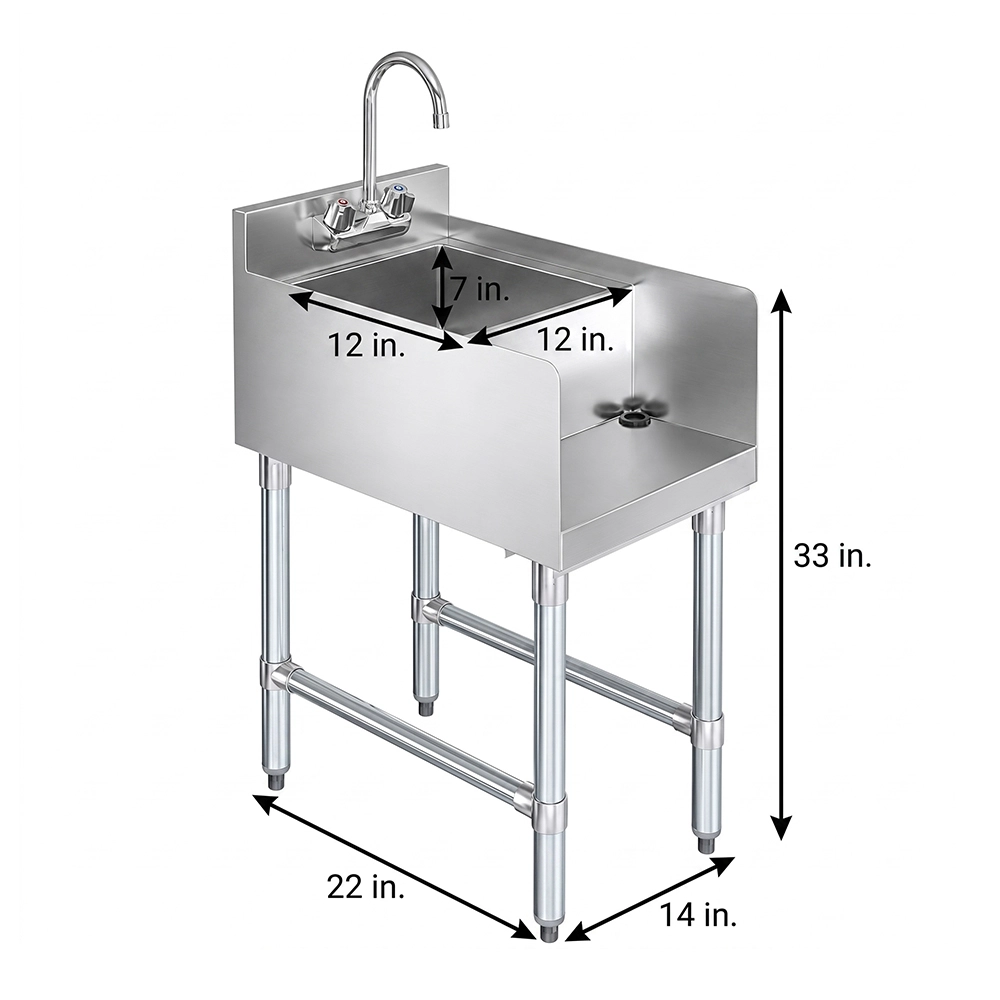 Stainless Steel Underbar Blender Station With Sink - 22-1/2 in. x 14 in. x 30 in. - Image 3
