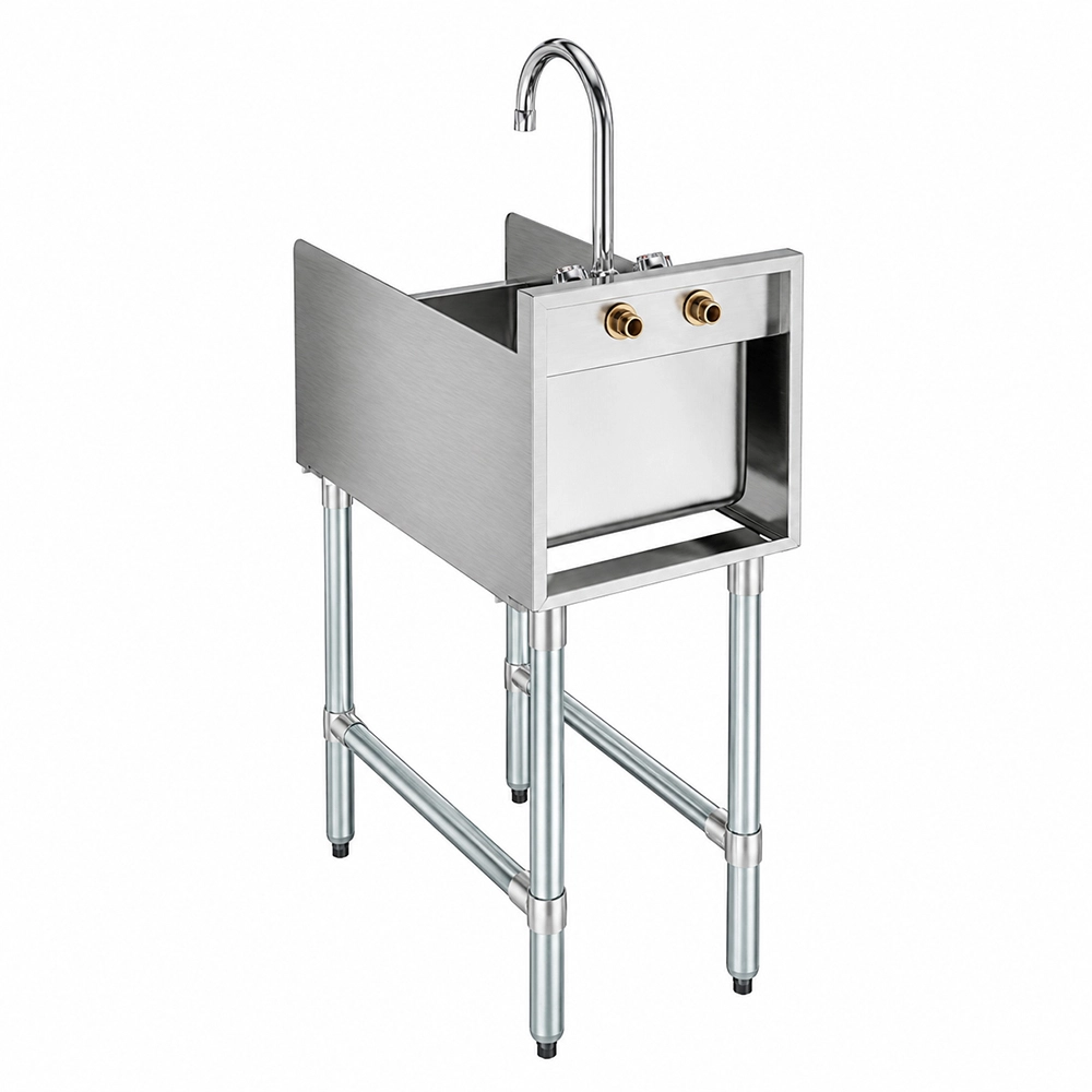 Stainless Steel Underbar Blender Station With Sink - 22-1/2 in. x 14 in. x 30 in. - Image 4