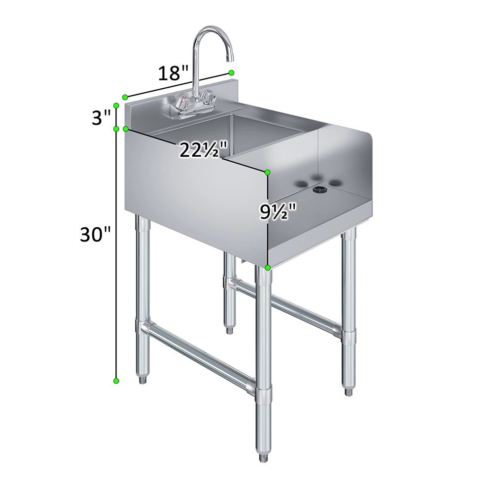 Stainless Steel Underbar Blender Station With Sink - 22-1/2 in. x 18 in. x 30 in. - Image 3