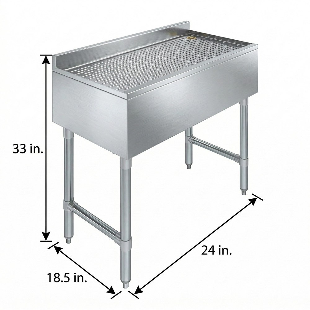24 in. x 18 in. Stainless Steel Underbar Drainboard - Image 3