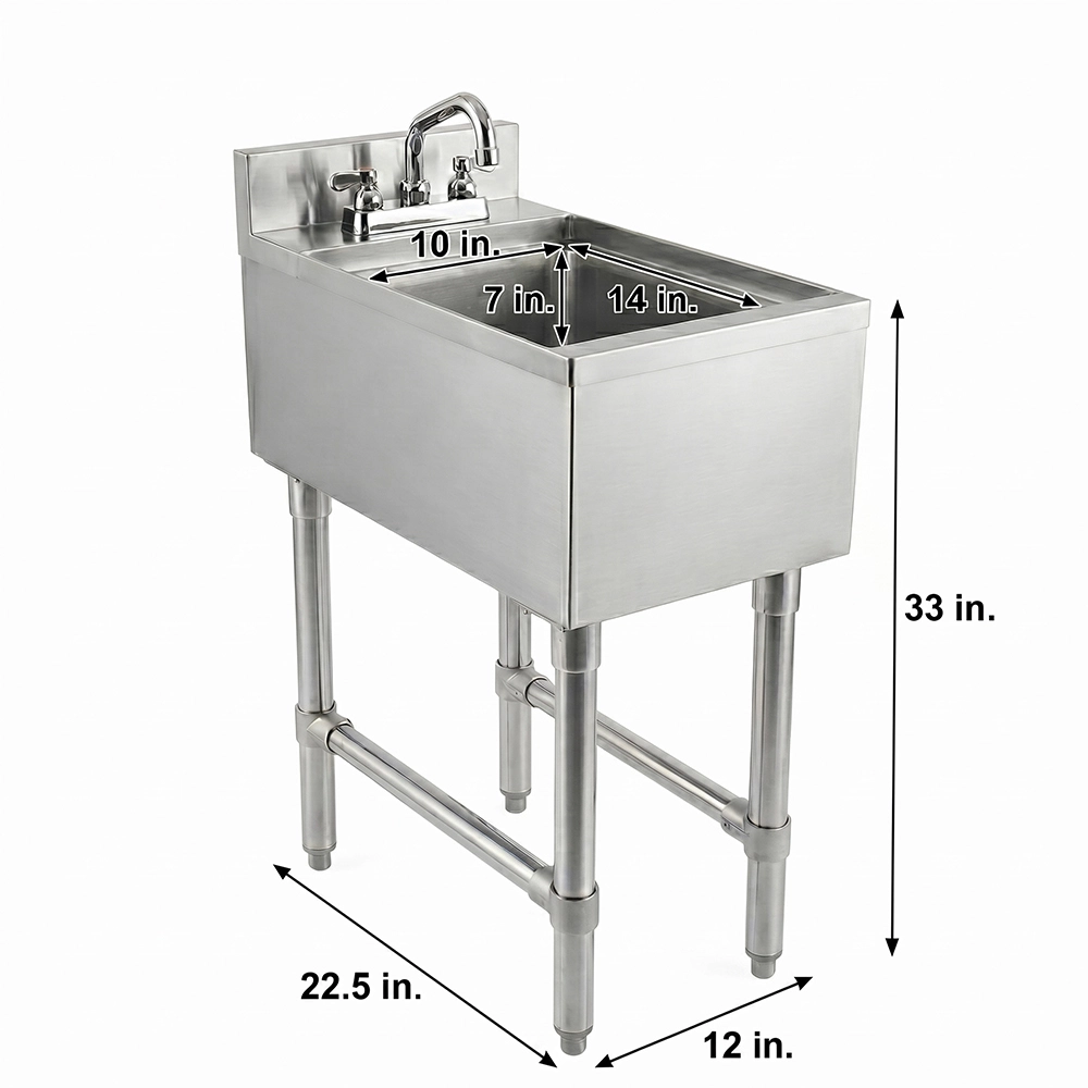 22-1/2 in. x 12 in. x 30 in. Underbar Stainless Steel Hand Sink with Backsplash - Image 3