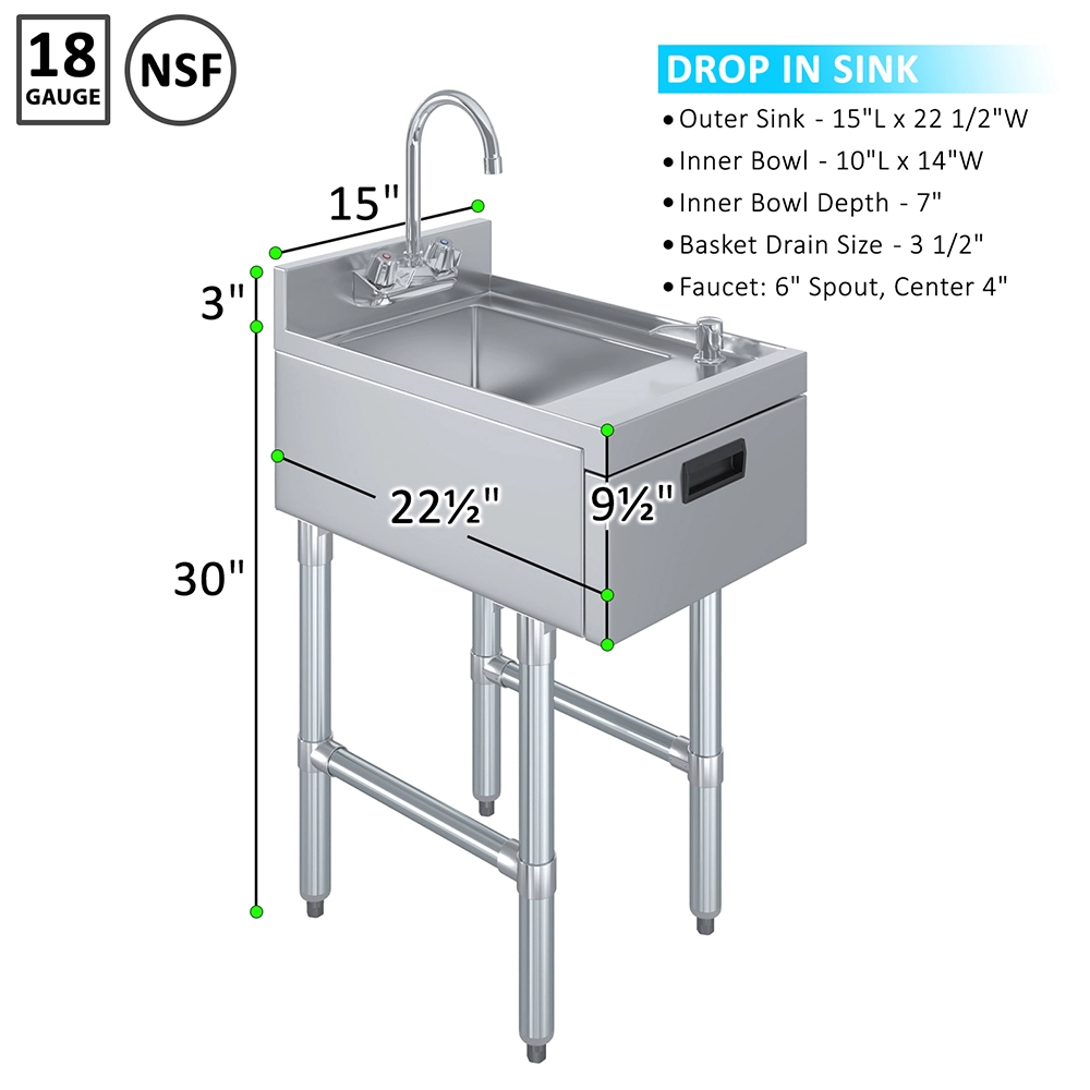 22 in. x 15 in. Underbar Hand Sink with Soap and Towel Dispenser - Image 3
