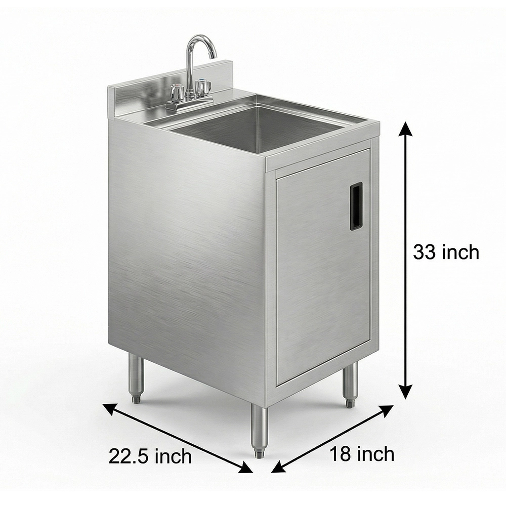 22-1/2 in. x 18 in. x 30 in. Underbar Hand Sink with Cabinet - Image 3