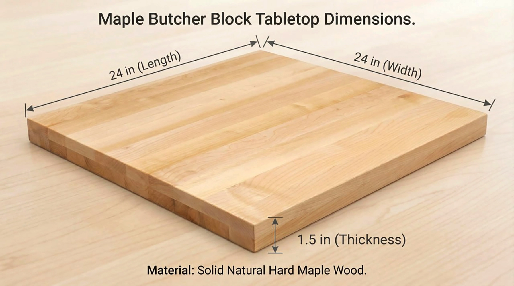 24 in. x 24 in. x 1-1/2 in. Solid Maple Butcher Block Countertop - Image 3