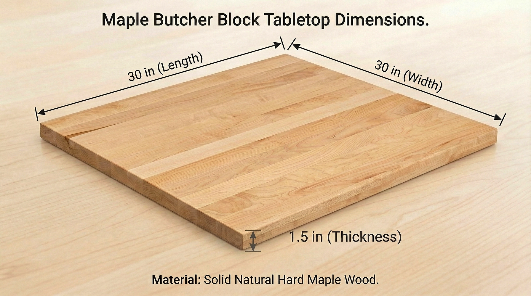 30 in. x 30 in. x 1-1/2 in. Solid Maple Butcher Block Countertop - Image 3