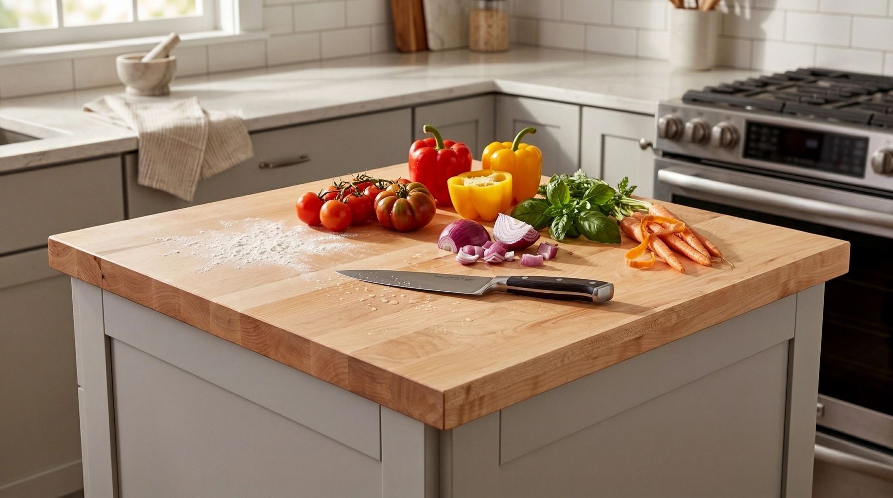 30 in. x 30 in. x 1-1/2 in. Solid Maple Butcher Block Countertop - Image 5