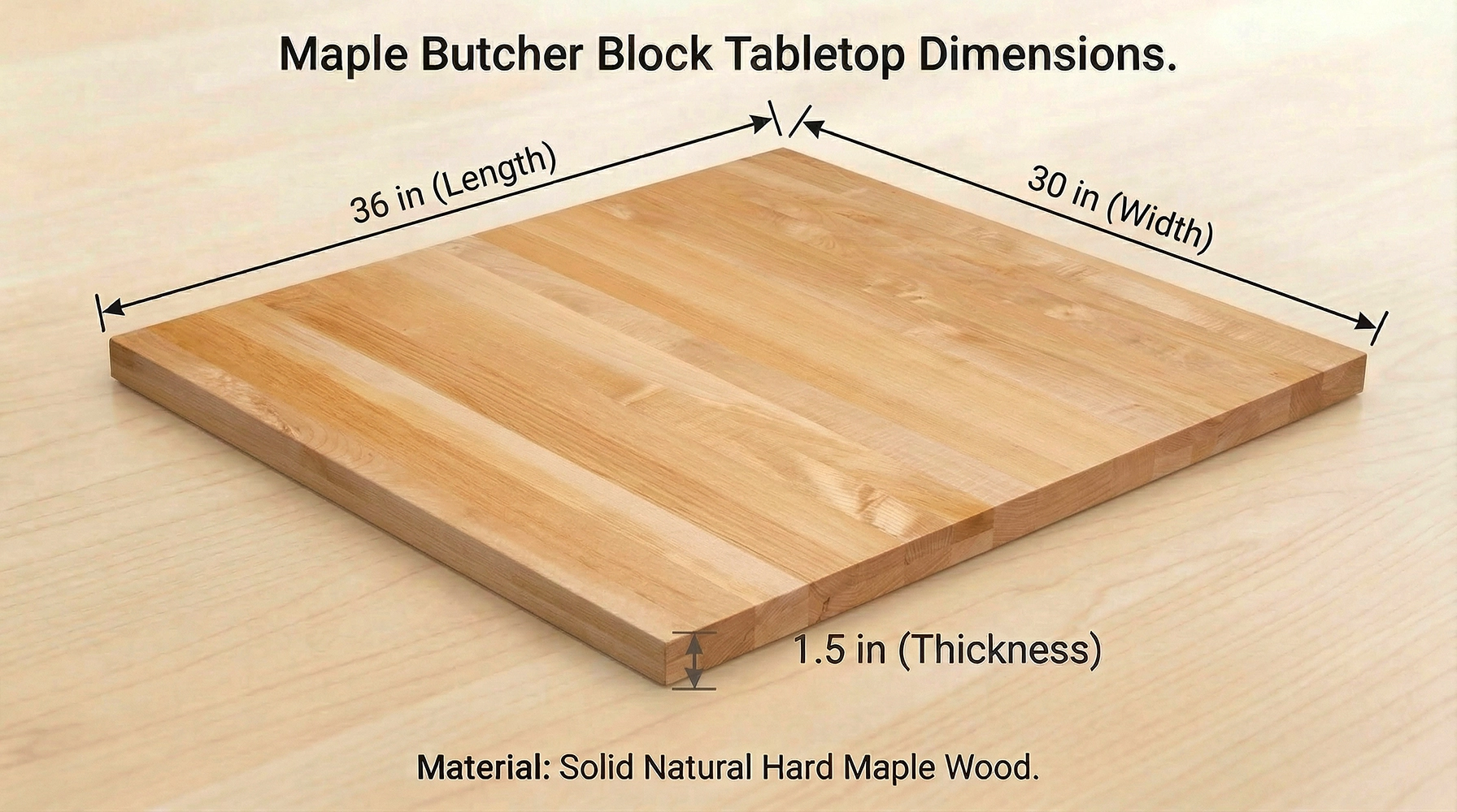 30 in. x 36 in. x 1-1/2 in. Solid Maple Butcher Block Countertop - Image 3