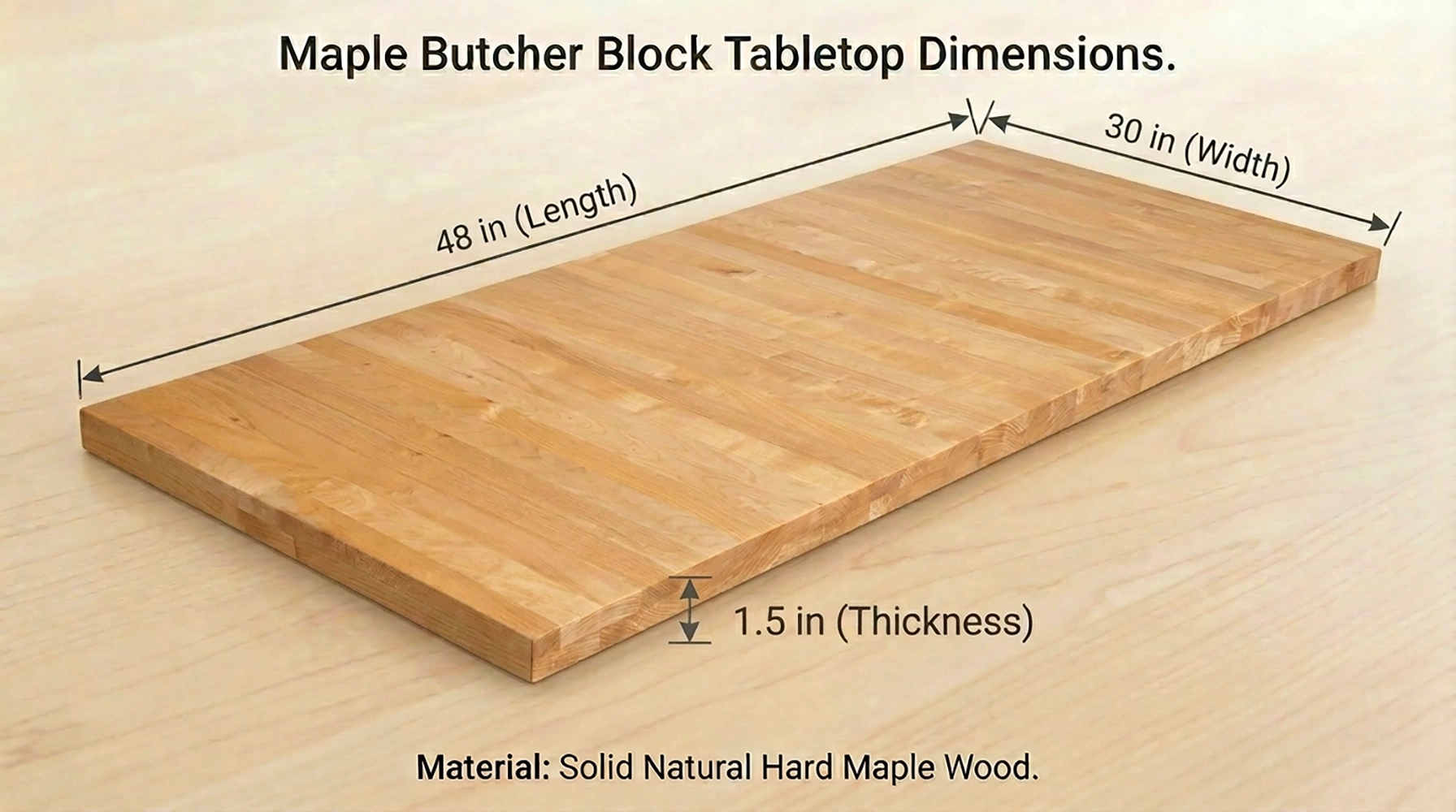 30 in. x 48 in. x 1-1/2 in. Solid Maple Butcher Block Countertop - Image 3