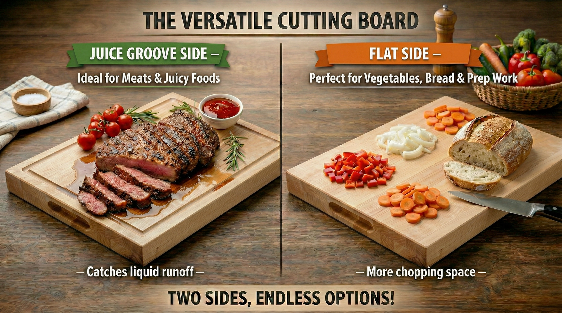 16 in. x 24 in. Maple Wood Cutting Board - Image 4