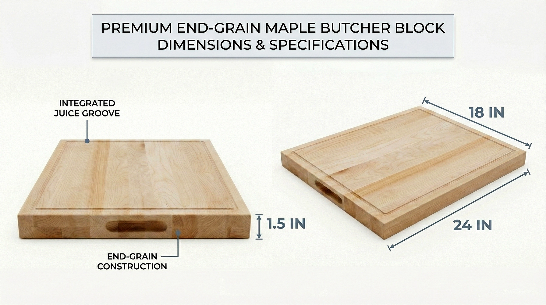 18 in. x 24 in. Maple Wood Cutting Board - Image 3