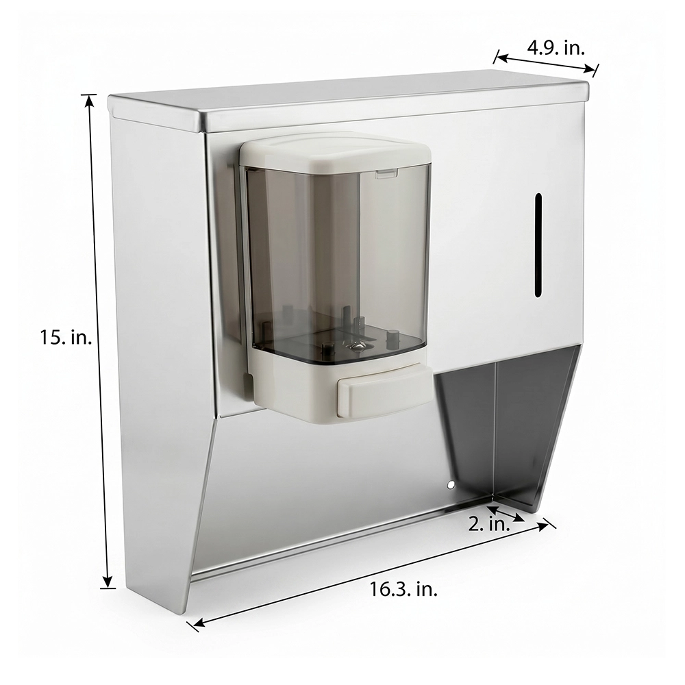 Wall Mount Stainless Steel Soap & Towel Dispenser - Image 3