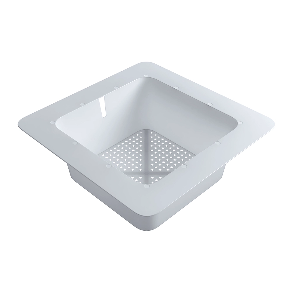 Flanged Plastic Floor Drain Strainer with 3/16 in. Holes. 11-3/4 in. x 11-3/4 in. x 4-3/16 in.