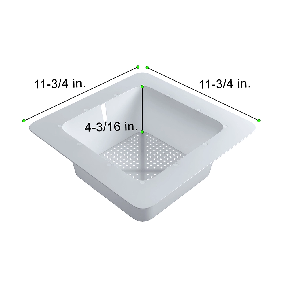 Flanged Plastic Floor Drain Strainer with 3/16 in. Holes. 11-3/4 in. x 11-3/4 in. x 4-3/16 in. - Image 3
