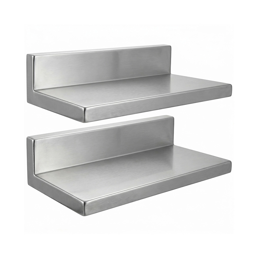 16 in. x 8-3/5 in. x 3-1/2 in. Stainless Steel Wall Shelf. 2/Pack