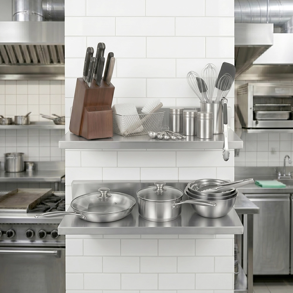 16 in. x 8-3/5 in. x 3-1/2 in. Stainless Steel Wall Shelf. 2/Pack - Image 5