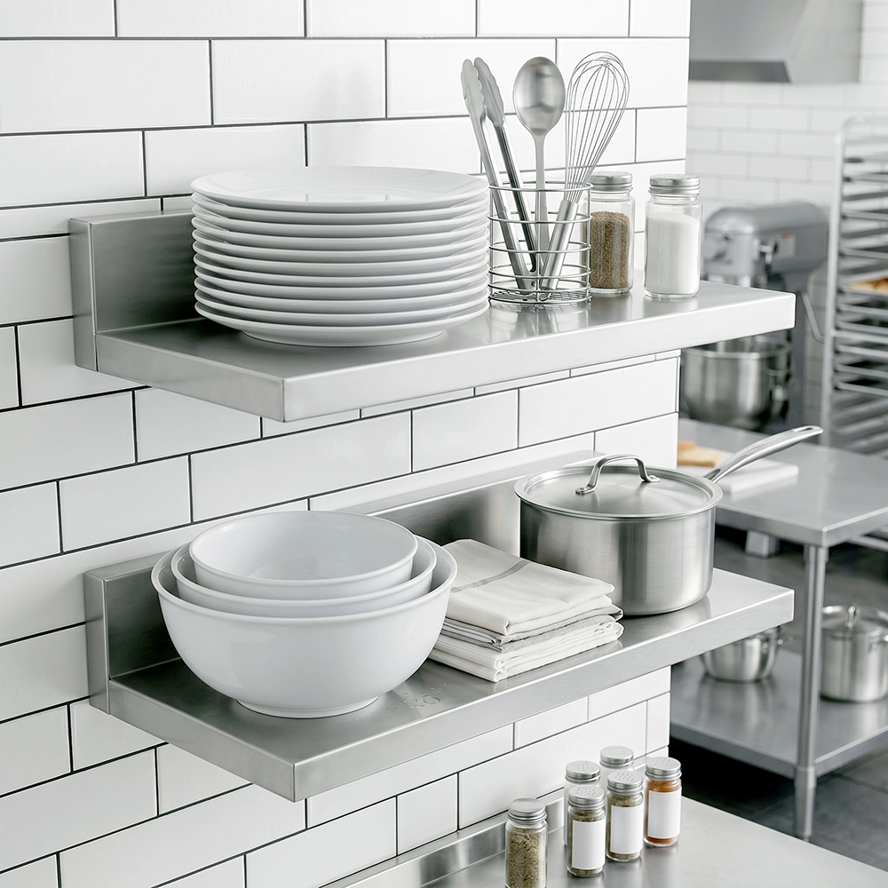 16 in. x 8-3/5 in. x 3-1/2 in. Stainless Steel Wall Shelf. 2/Pack - Image 6