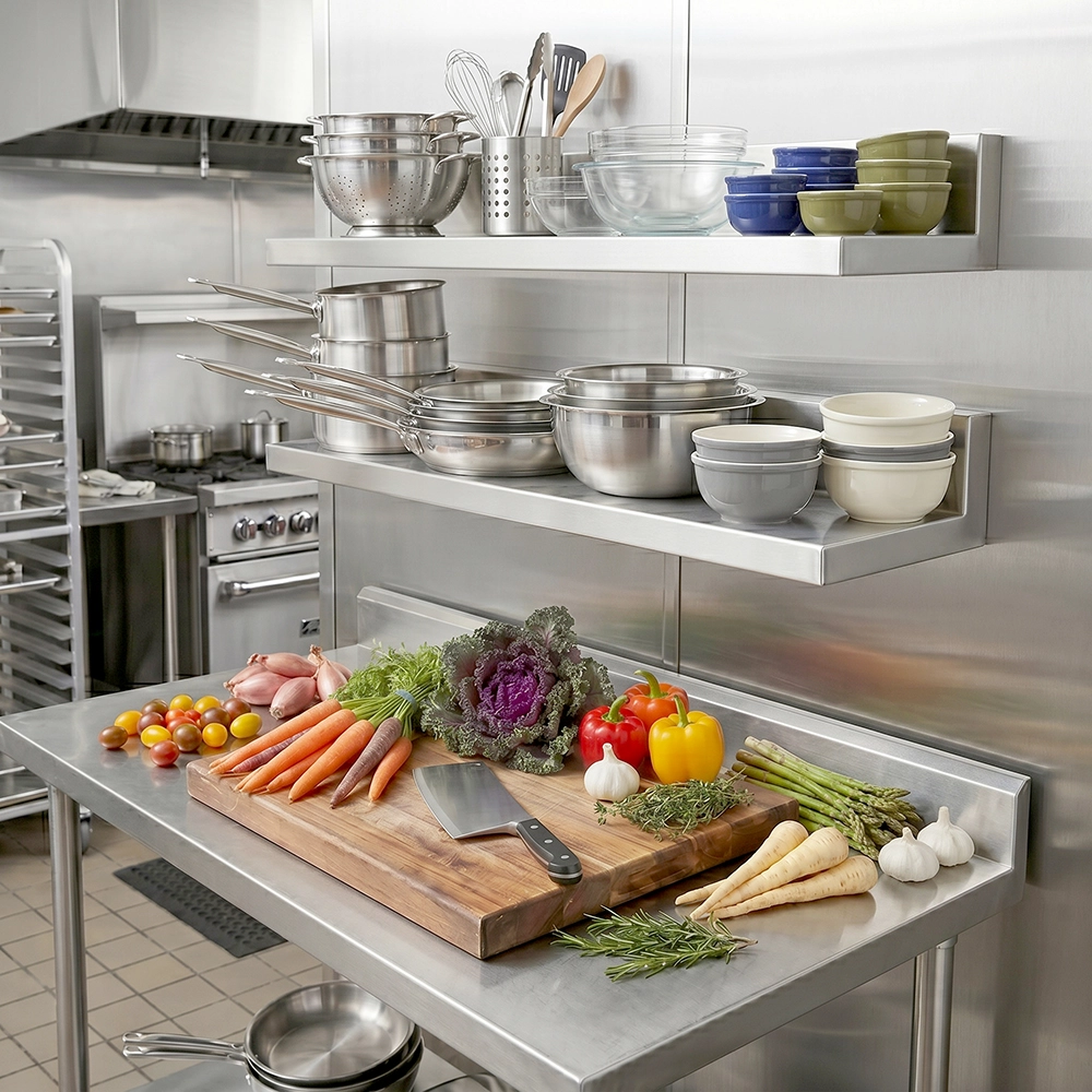 30 in. x 8-3/5 in. x 3-1/2 in. Stainless Steel Wall Shelf. 2/Pack - Image 9