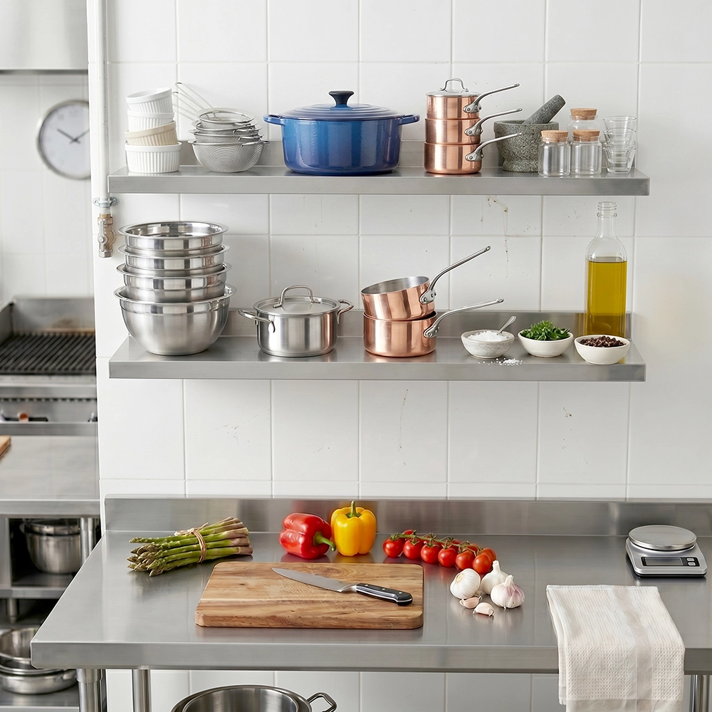 30 in. x 8-3/5 in. x 3-1/2 in. Stainless Steel Wall Shelf. 2/Pack - Image 8
