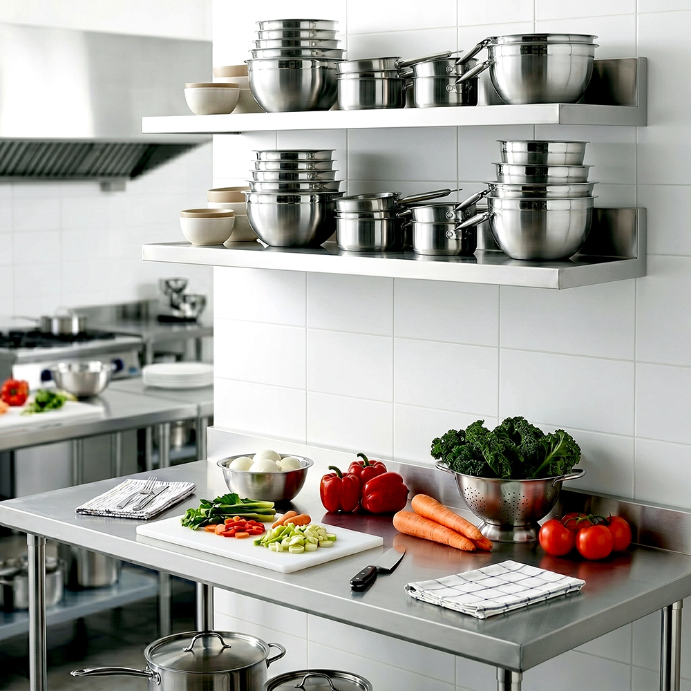 30 in. x 8-3/5 in. x 3-1/2 in. Stainless Steel Wall Shelf. 2/Pack - Image 6