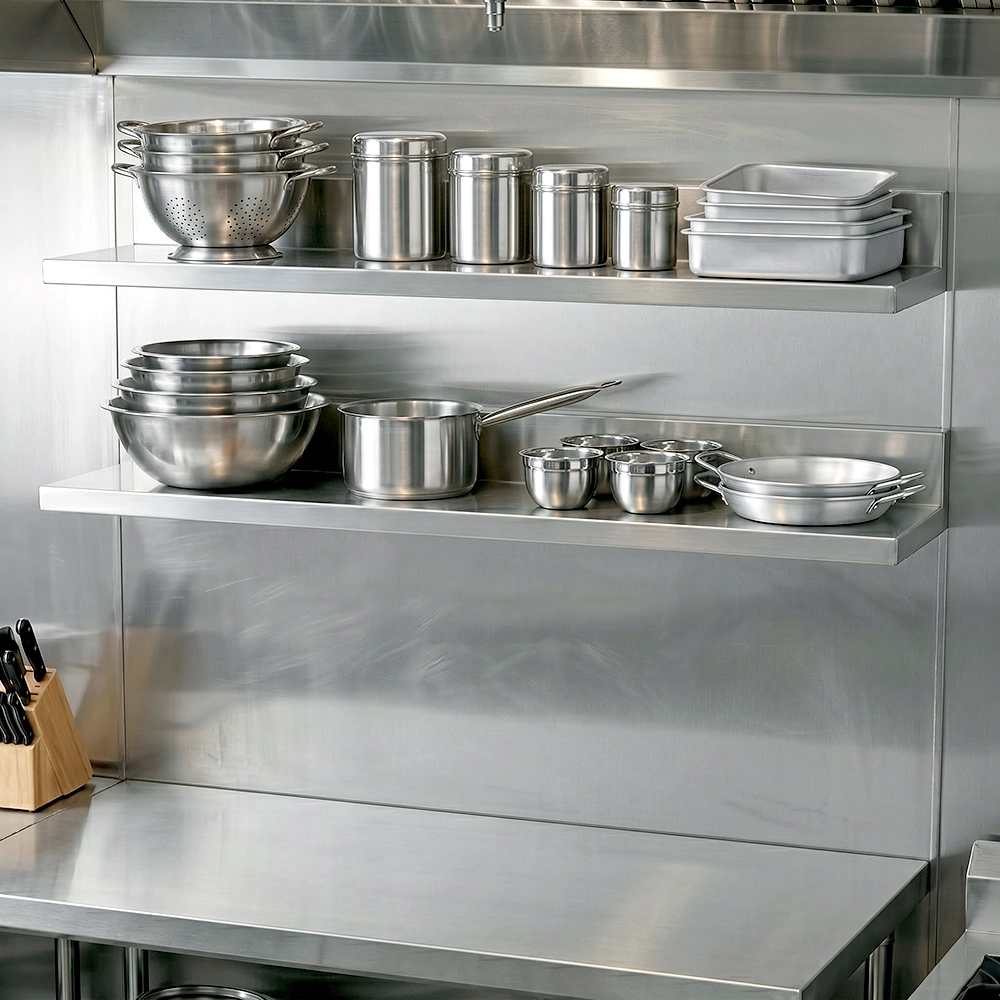 30 in. x 8-3/5 in. x 3-1/2 in. Stainless Steel Wall Shelf. 2/Pack - Image 5