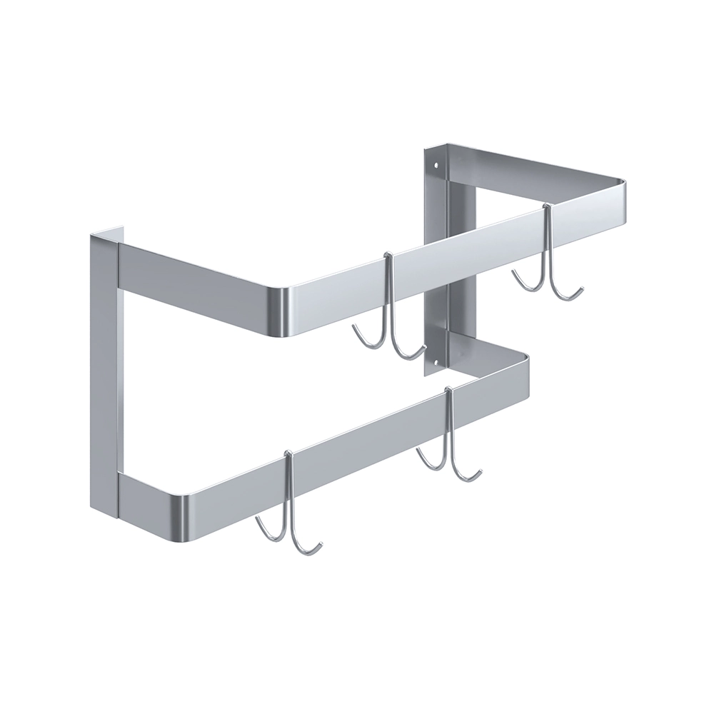 24 in. Wall-Mounted Stainless Steel Double-Line Pot Rack