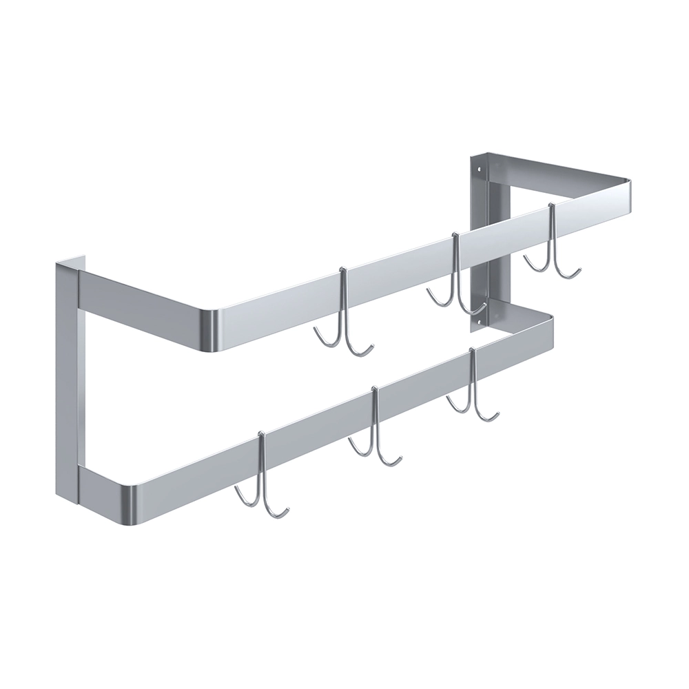 36 in. Wall-Mounted Stainless Steel Double-Line Pot Rack