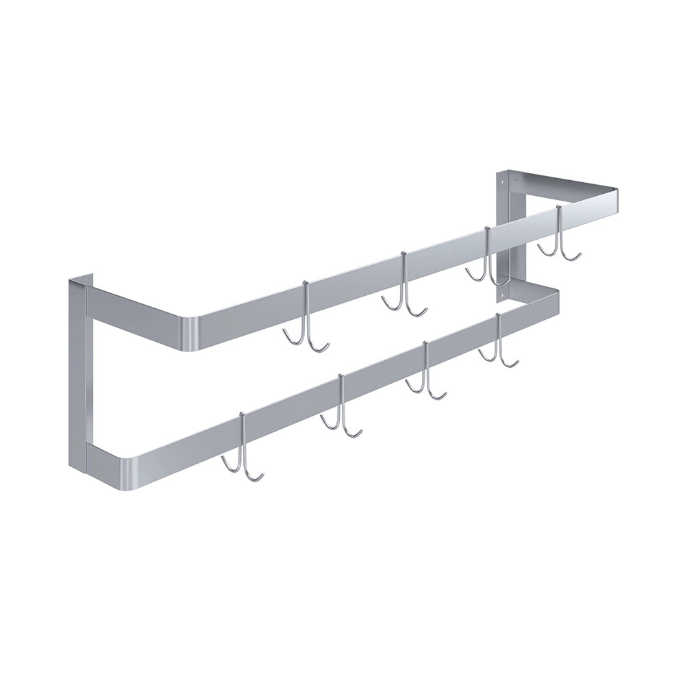 48 in. Wall-Mounted Stainless Steel Double-Line Pot Rack