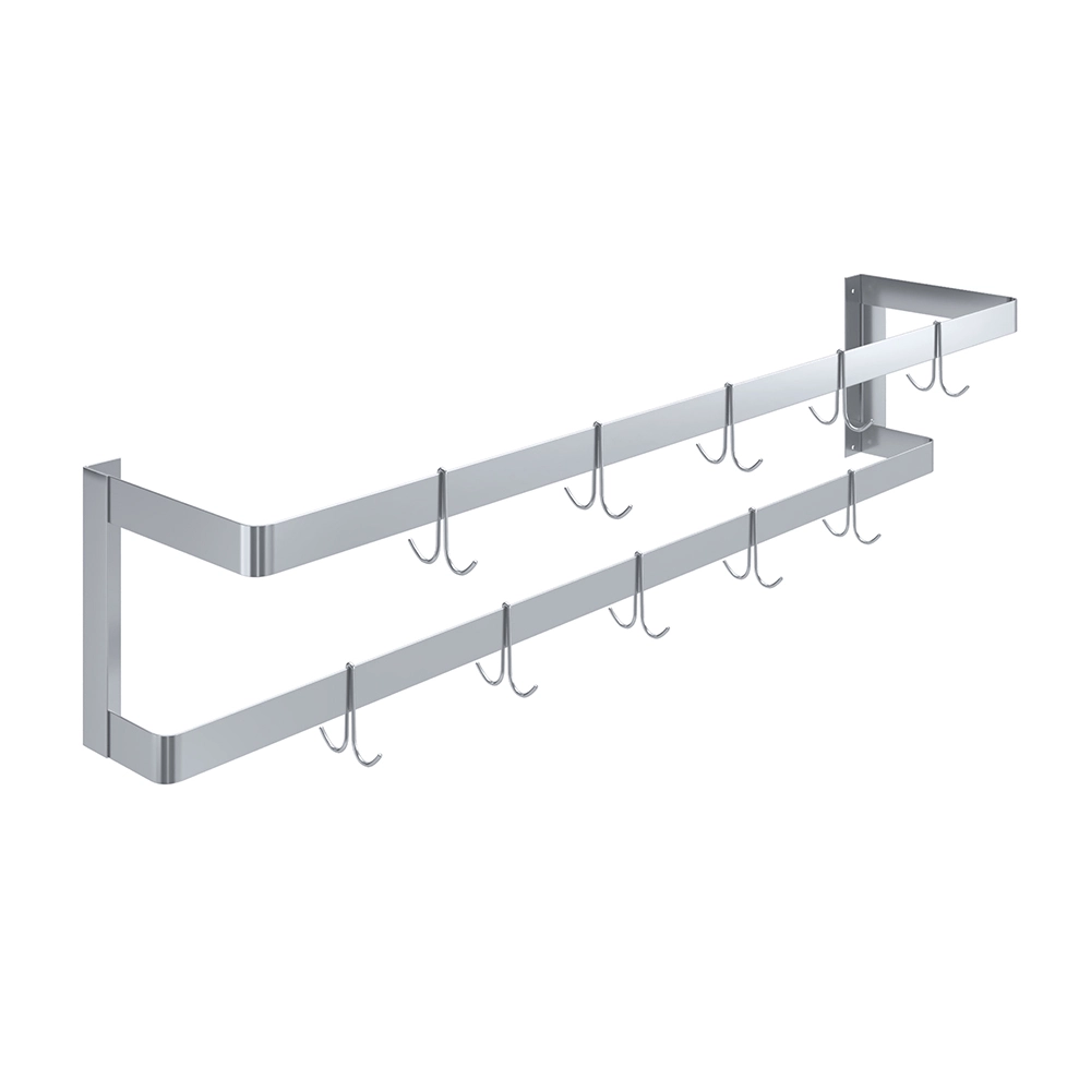 60 in. Wall-Mounted Stainless Steel Double-Line Pot Rack