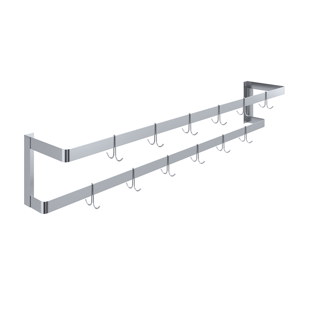 72 in. Wall-Mounted Stainless Steel Double-Line Pot Rack