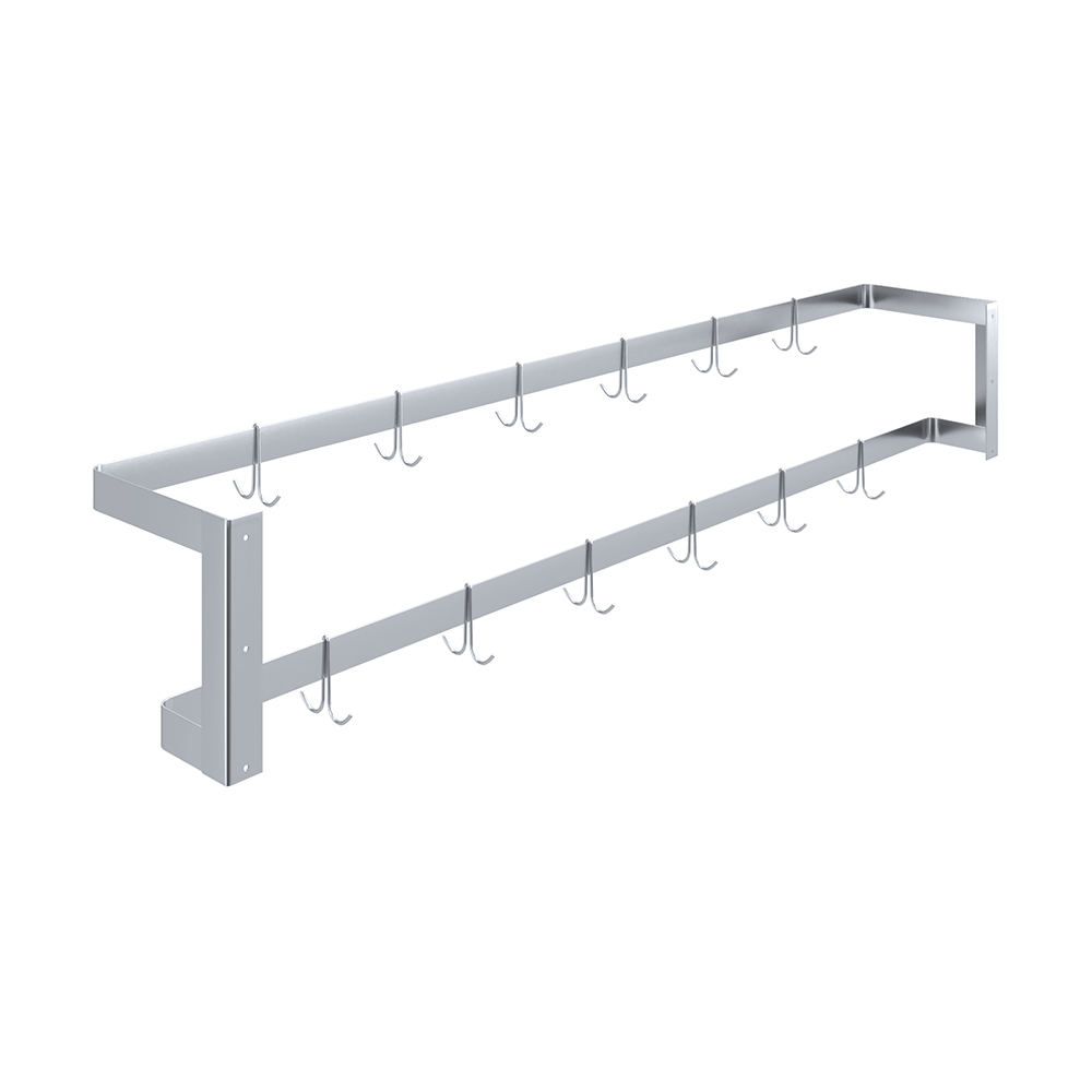 72 in. Wall-Mounted Stainless Steel Double-Line Pot Rack - Image 4