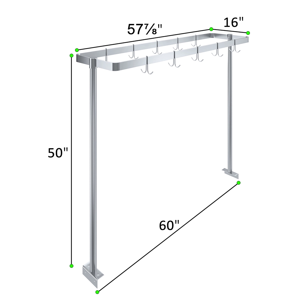 60 in. Stainless Steel Table-Mounted Pot Rack - Image 3