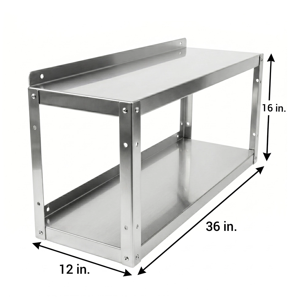 2-Tier Stainless Steel Wall Shelf - 12 in. x 36 in. x 16 in. - Image 3