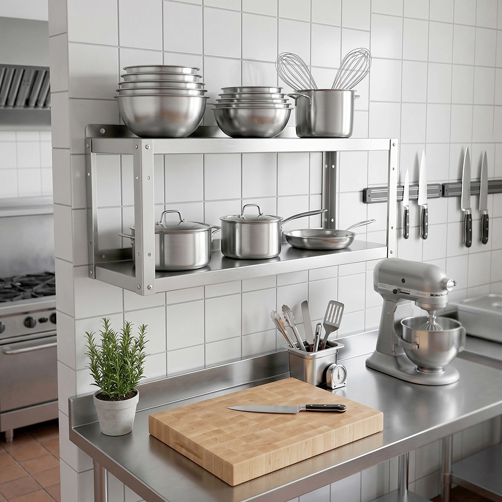 2-Tier Stainless Steel Wall Shelf - 12 in. x 36 in. x 16 in. - Image 5