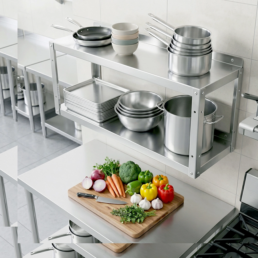 2-Tier Stainless Steel Wall Shelf - 12 in. x 36 in. x 16 in. - Image 6