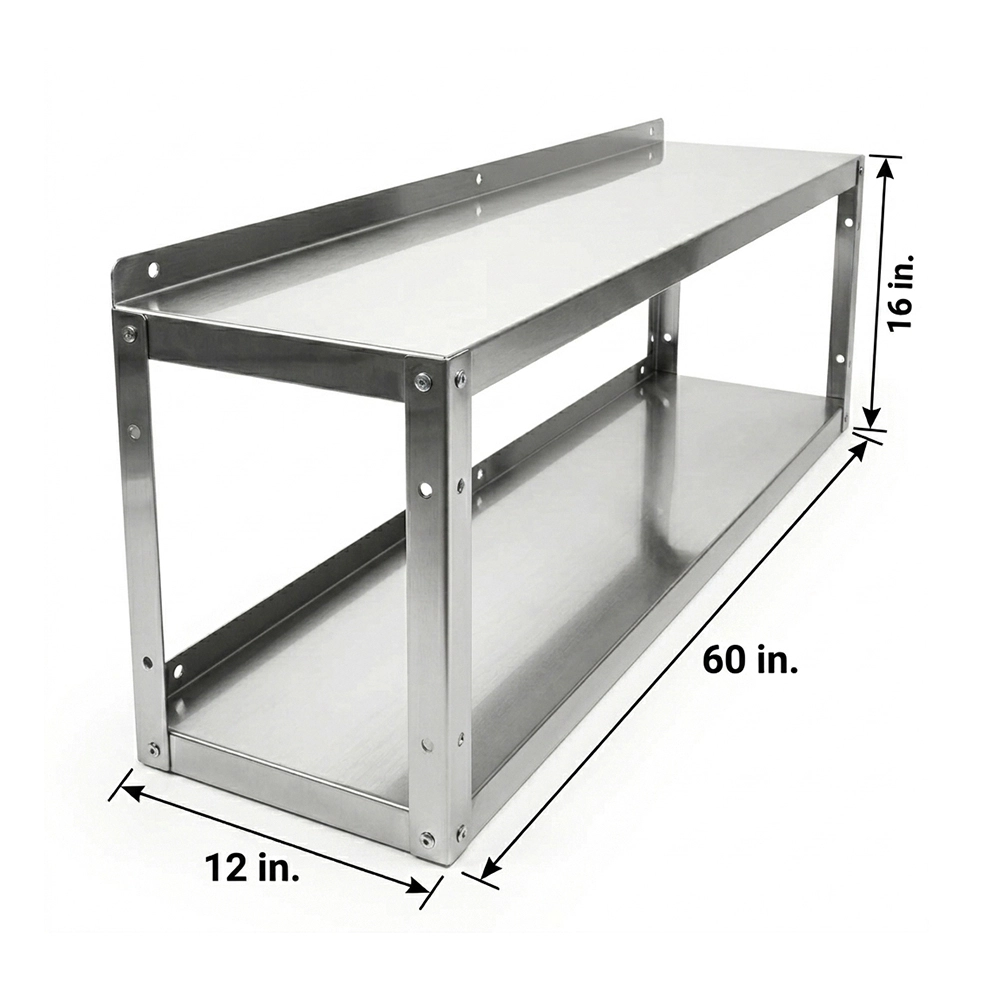 2-Tier Stainless Steel Wall Shelf - 12 in. x 60 in. x 16 in. - Image 3