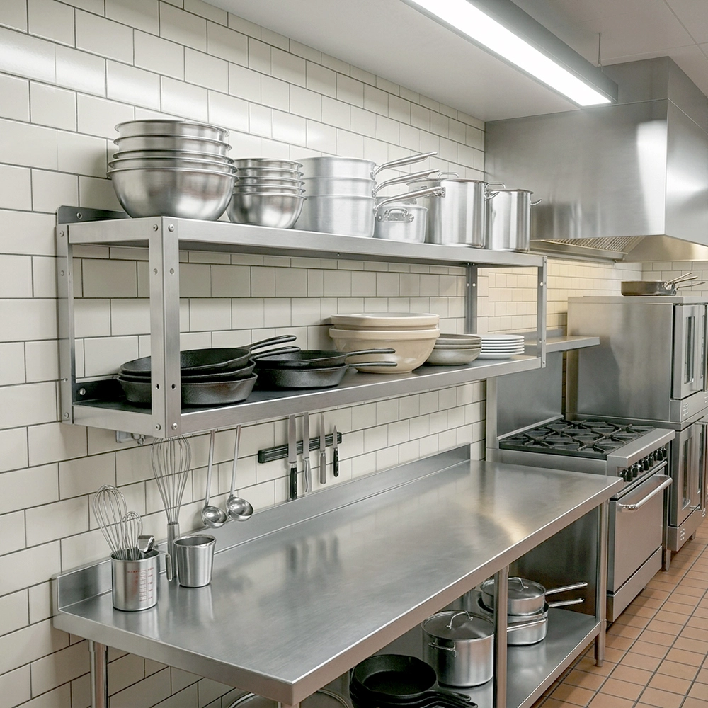 2-Tier Stainless Steel Wall Shelf - 12 in. x 60 in. x 16 in. - Image 5