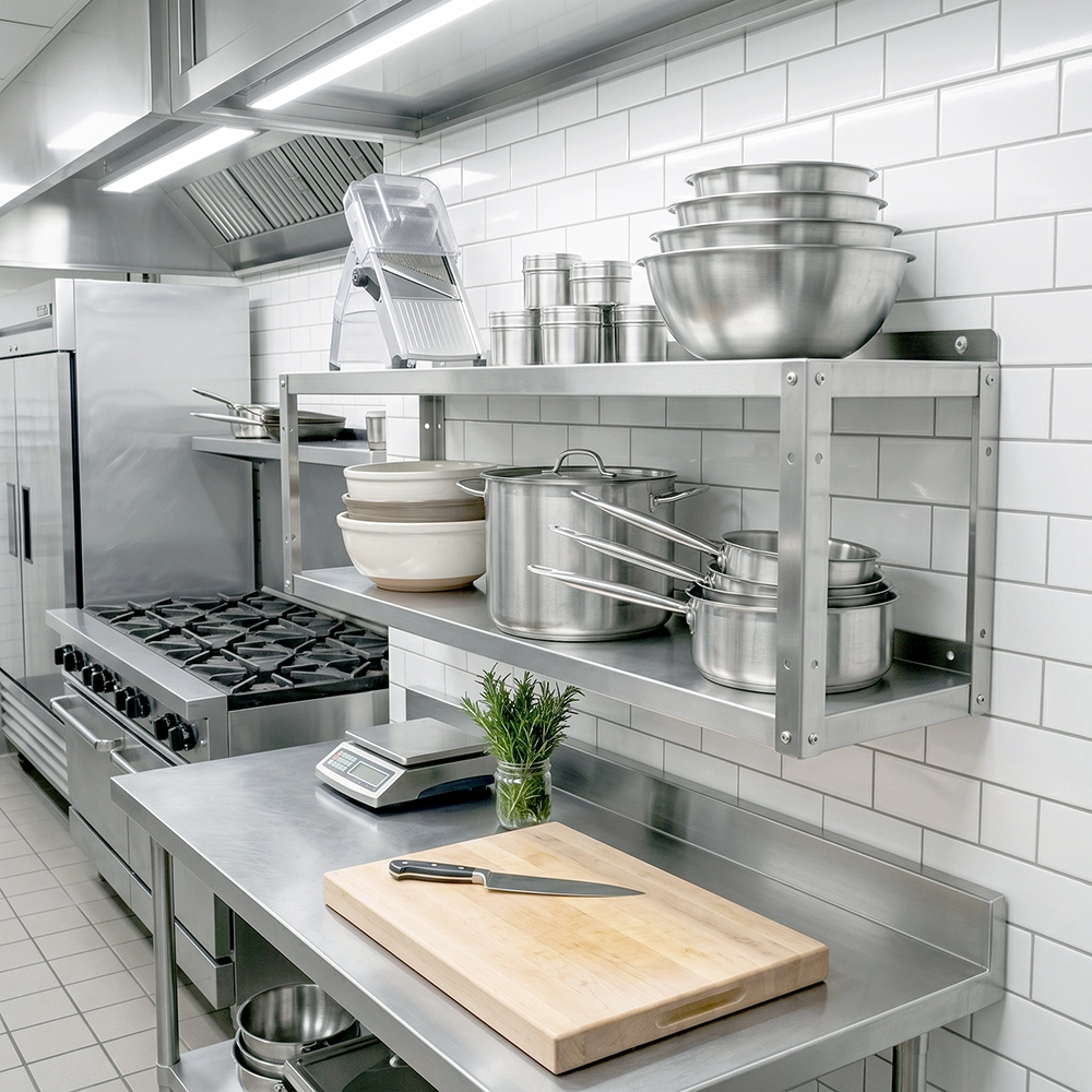 2-Tier Stainless Steel Wall Shelf - 12 in. x 60 in. x 16 in. - Image 7